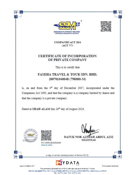 SSM Incorp Certificate